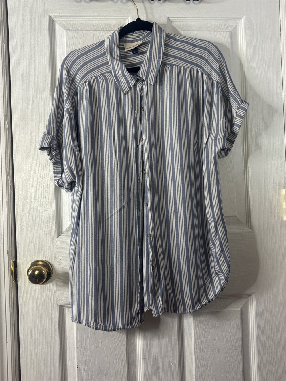 Light Blue & White Striped Button-Up Shirt